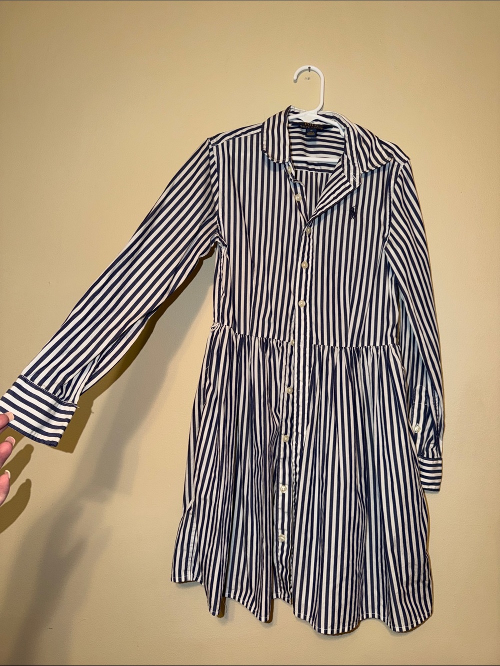 Ralph Lauren Navy and White Striped Button-Front Dress